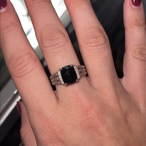 SOLD!!!! DAVID YURMAN Wheaton Petite Ring with Diamonds (black onyx) size 7 - Picture 2 of 9